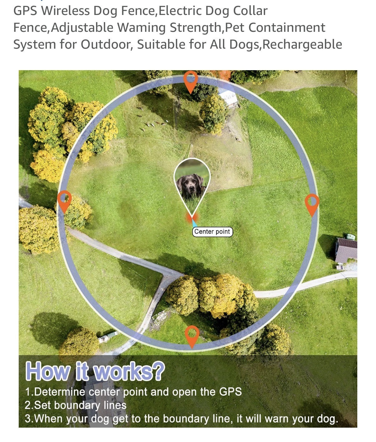 Clôture anti-fugue sans fil GPS pour chiens,