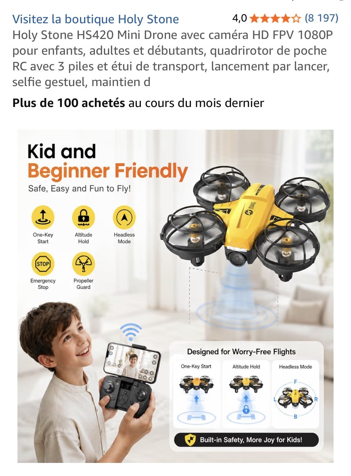 HS420 µini drone avec caméra 1080p