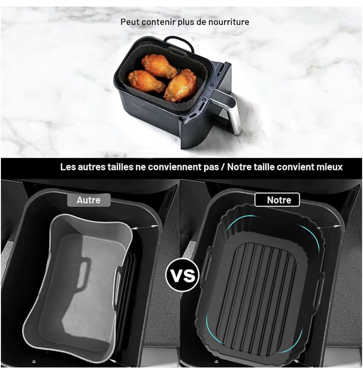 2  x Doublure en silicone ultra résistant pour friteuse à air