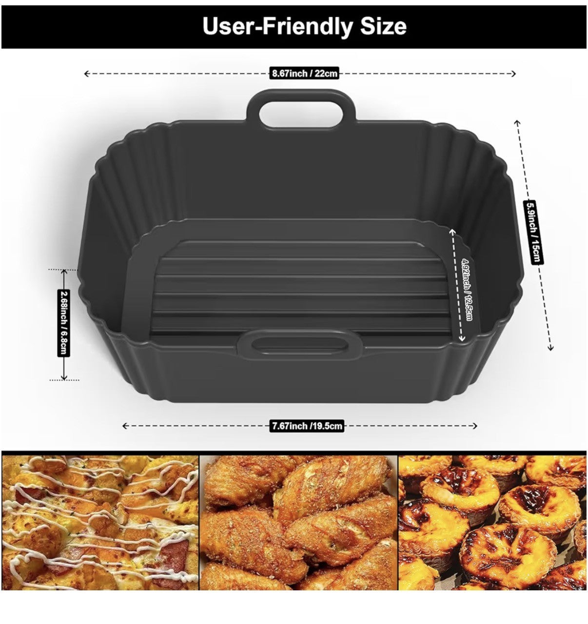 2  x Doublure en silicone ultra résistant pour friteuse à air