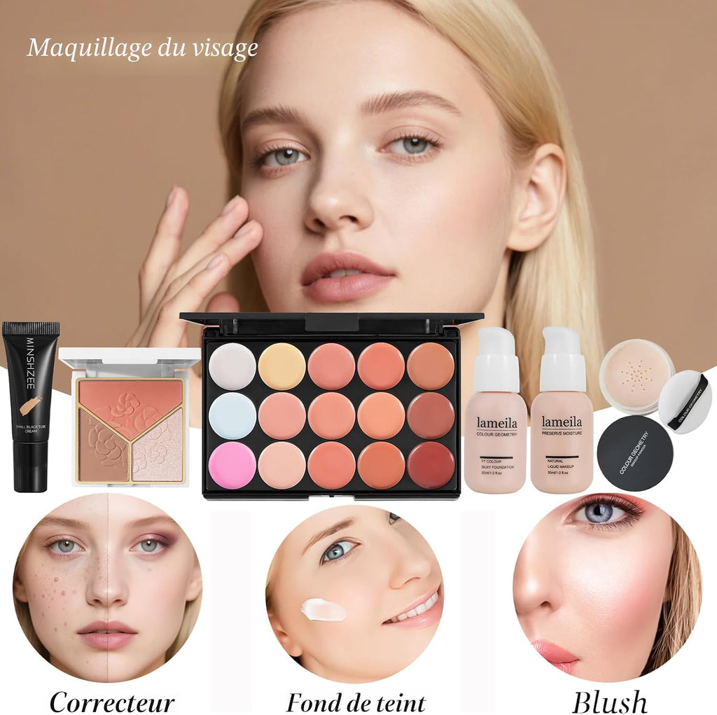 Kit de maquillage tout-en-un pour femmes - Kit complet