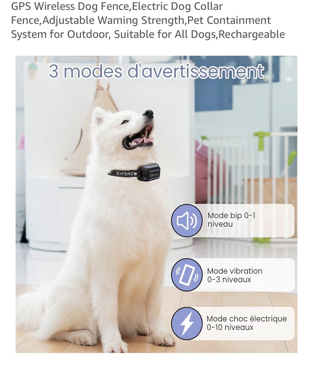 Clôture anti-fugue sans fil GPS pour chiens,
