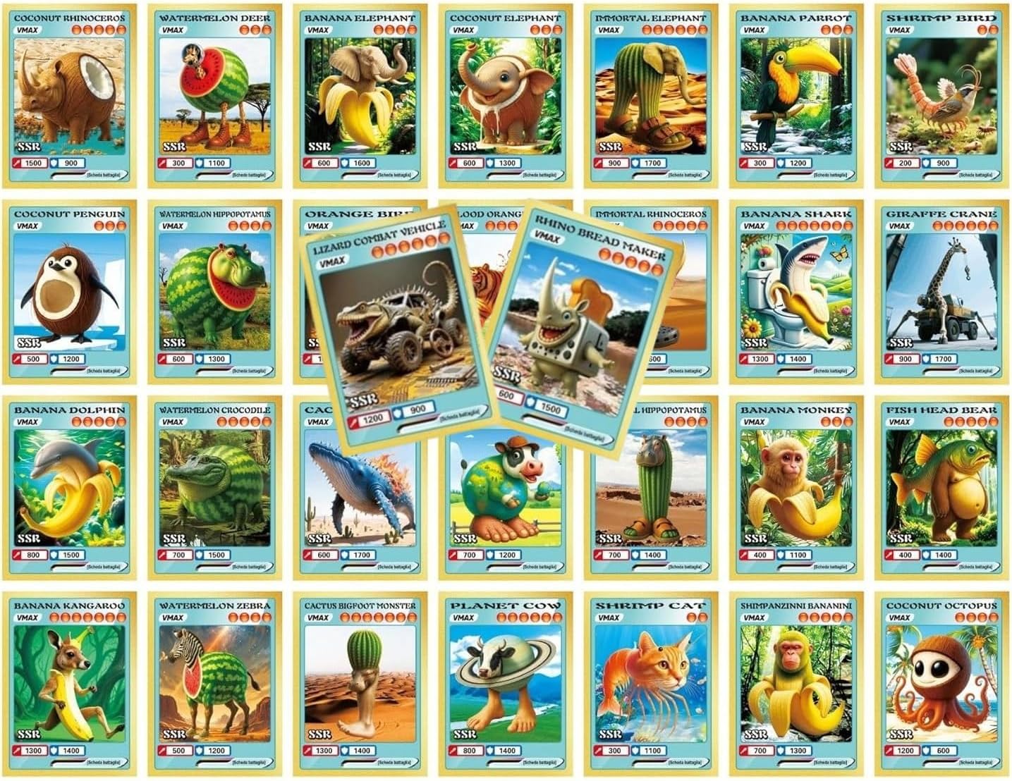 150 pièces de cartes italiennes Brainrot