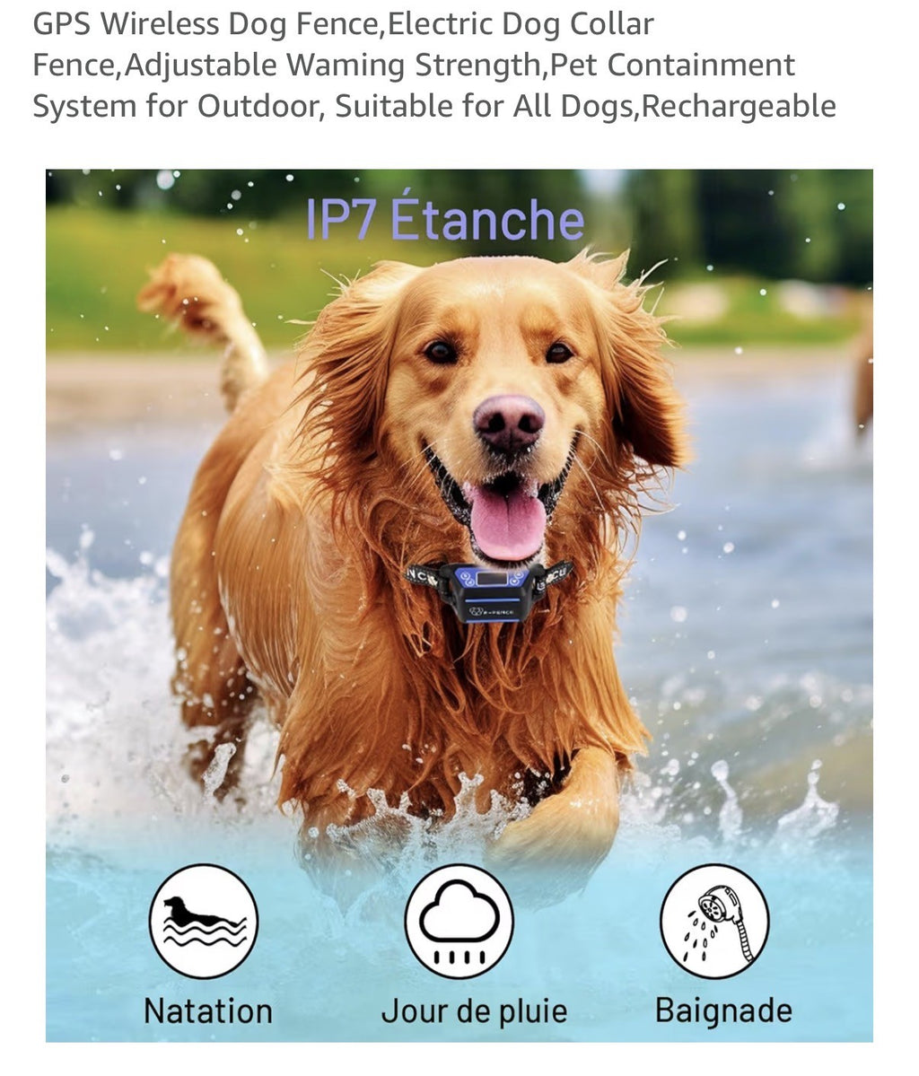 Clôture anti-fugue sans fil GPS pour chiens,