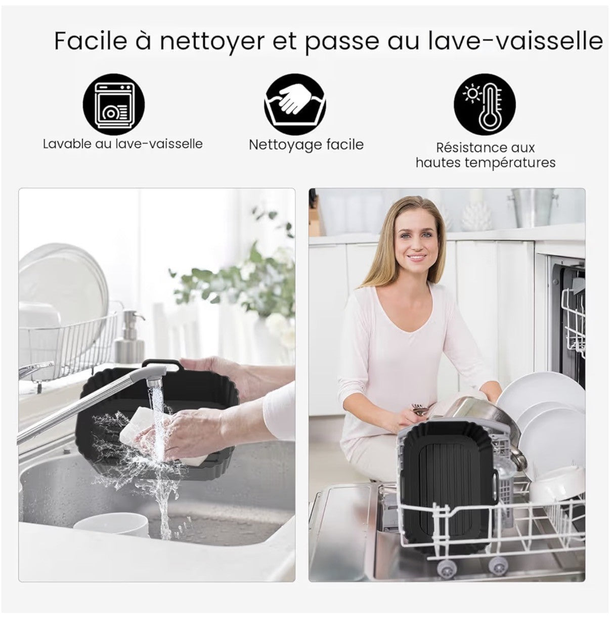 2  x Doublure en silicone ultra résistant pour friteuse à air