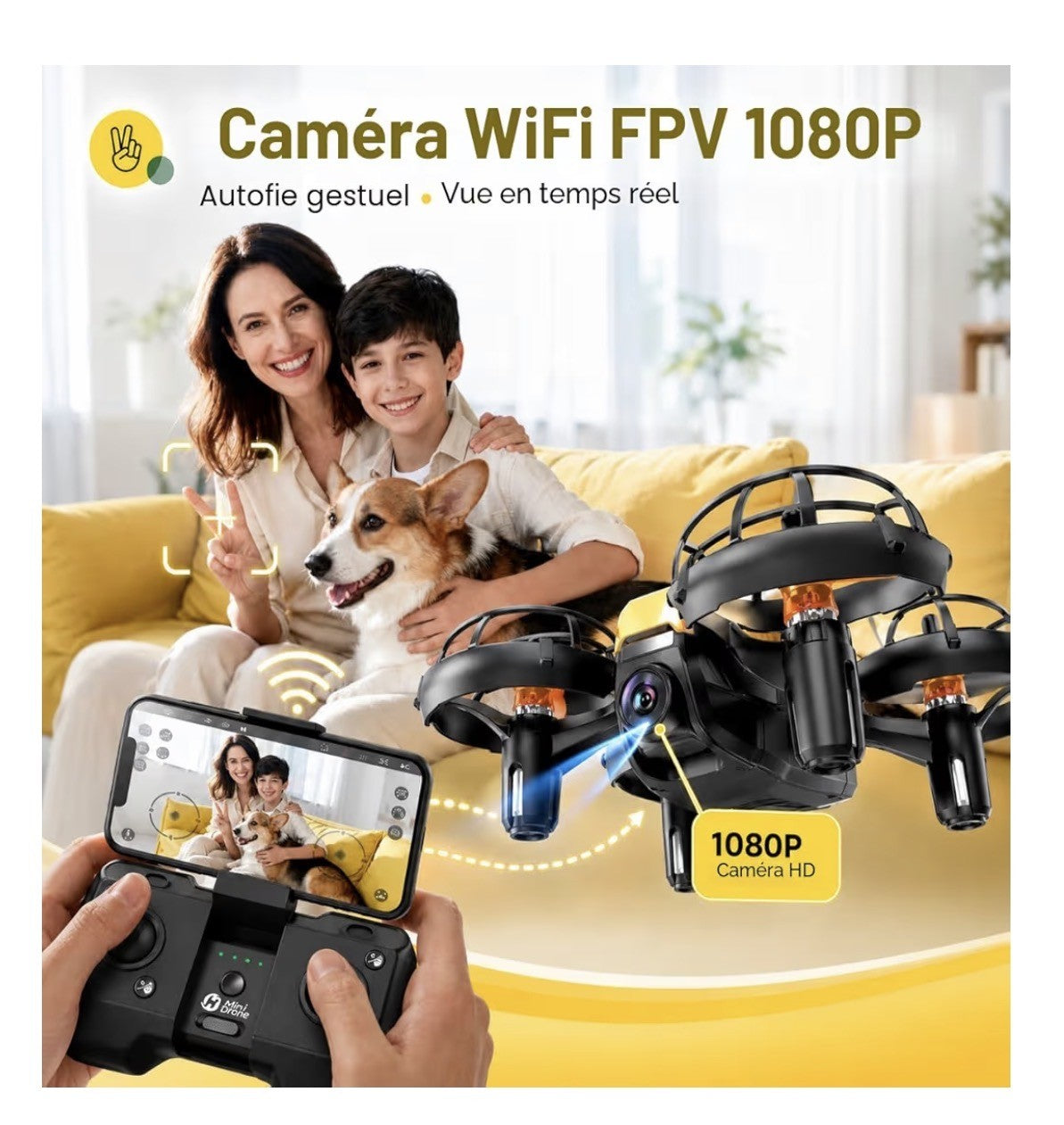HS420 µini drone avec caméra 1080p