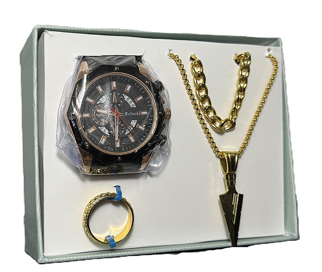 Ensemble Montre, bracelet, Bague, chaine avec pendentif